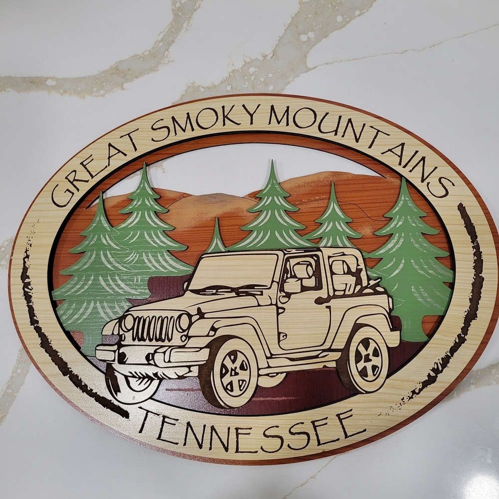 Great Smoky Mountains Wall Decor with Jeep Design